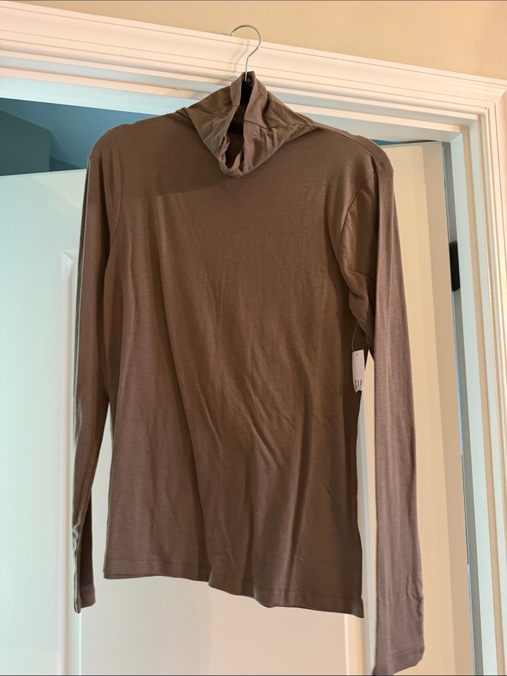GAP Women’s Long Sleeve Turtleneck Top - Taupe Brown
